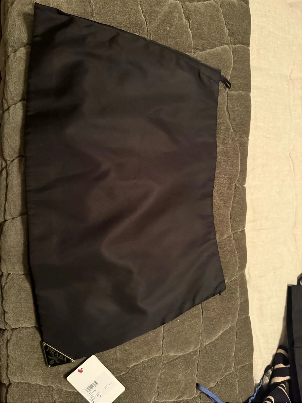 Prada Black Satin Mini Skirt with Logo Plaque